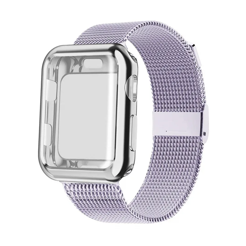 Чехол+ ремешок для apple watch band Mlianese Loop apple watch 5 4 3 band 42 мм 38 мм iwatch band 44 мм 40 мм correa pulseira bracelet - Цвет ремешка: lavender