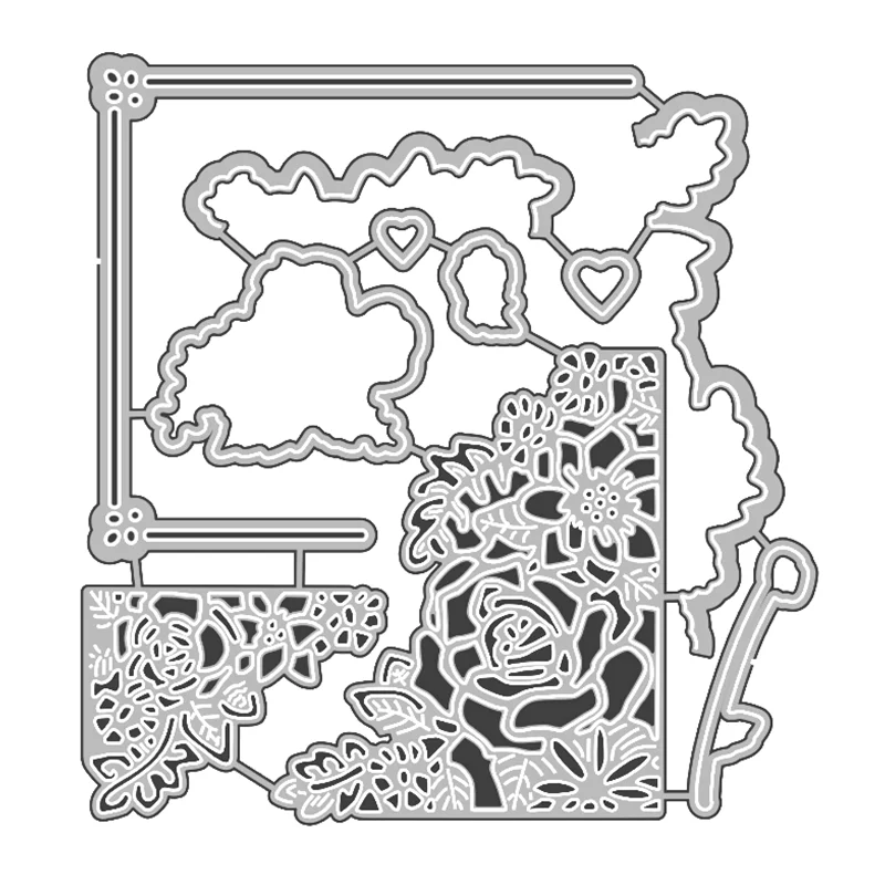 

2021 New Stamps And Metal Cutting Dies Clearance Making Love Joy Embossing Frame Card French Stamps Dies Scrapbooking Molds