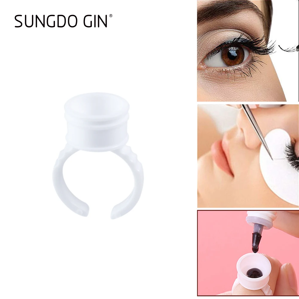 

100pcs Eyelash Extension Glue Holder Tattoo Ink Ring Cup Professional Disposable Grafting Eyelashes Glue Container Makeup Tools