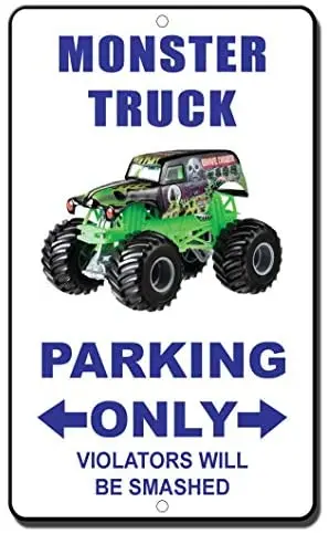 

Crysss Monster Truck Parking Only Violators Will Be Smashed Style 2 Novelty 12 X 8 Inches Metal Sign