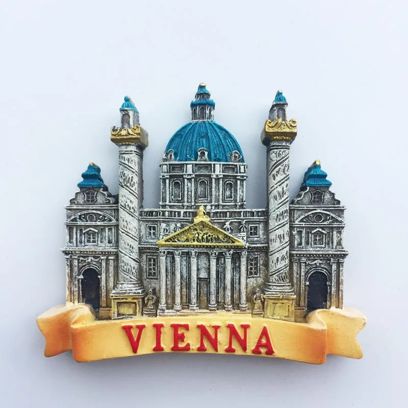 

QIQIPP European Austria Vienna landmark Carl Cathedral tourist souvenir magnetic refrigerator sticker accompanying hand gift