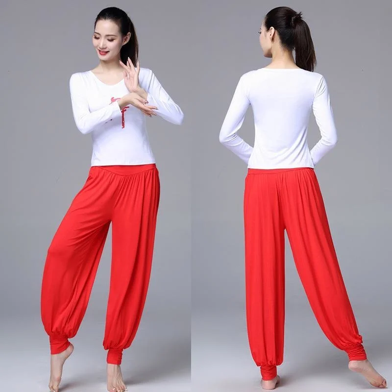 

Pants Sets New Style Square Dance Costume Modal Long Sleeve Lantern Training Yangko Suit Tracksuit Plus Size Women Sweatsuit