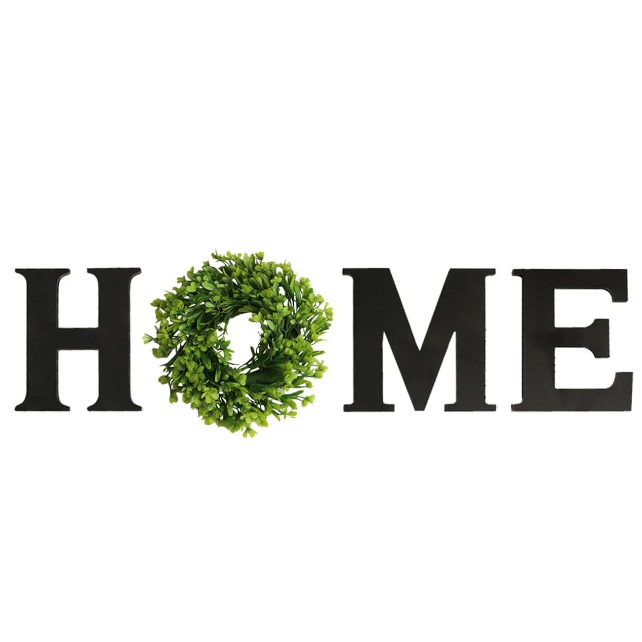 

Wooden HOME Home Letter with Green Wreath Wall Signs Wall Hanging Living Room Bedroom Decoration Crafts Gifts