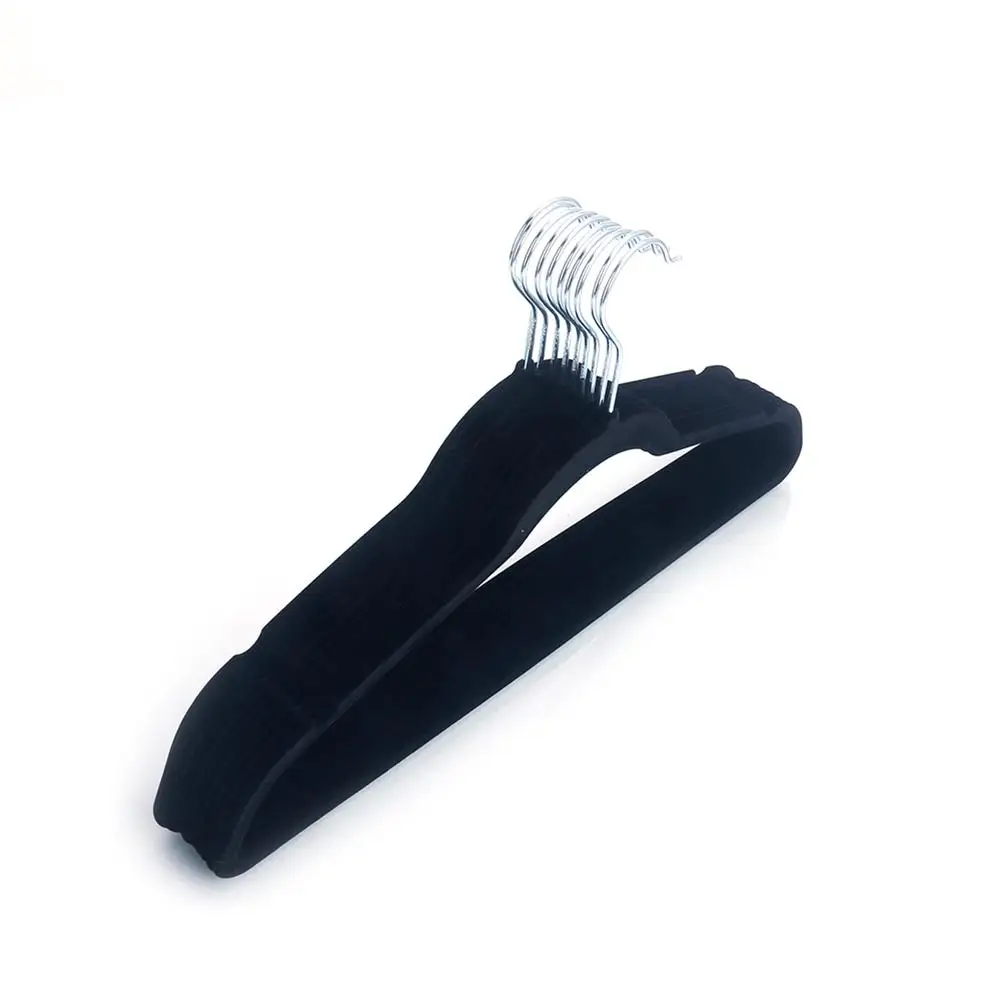 

10pcs Wide Flocking Clothes Hangers Space Saving ABS Chrome Plated Steel Home Garments Accessories 45 x 0.5 x 24.5cm