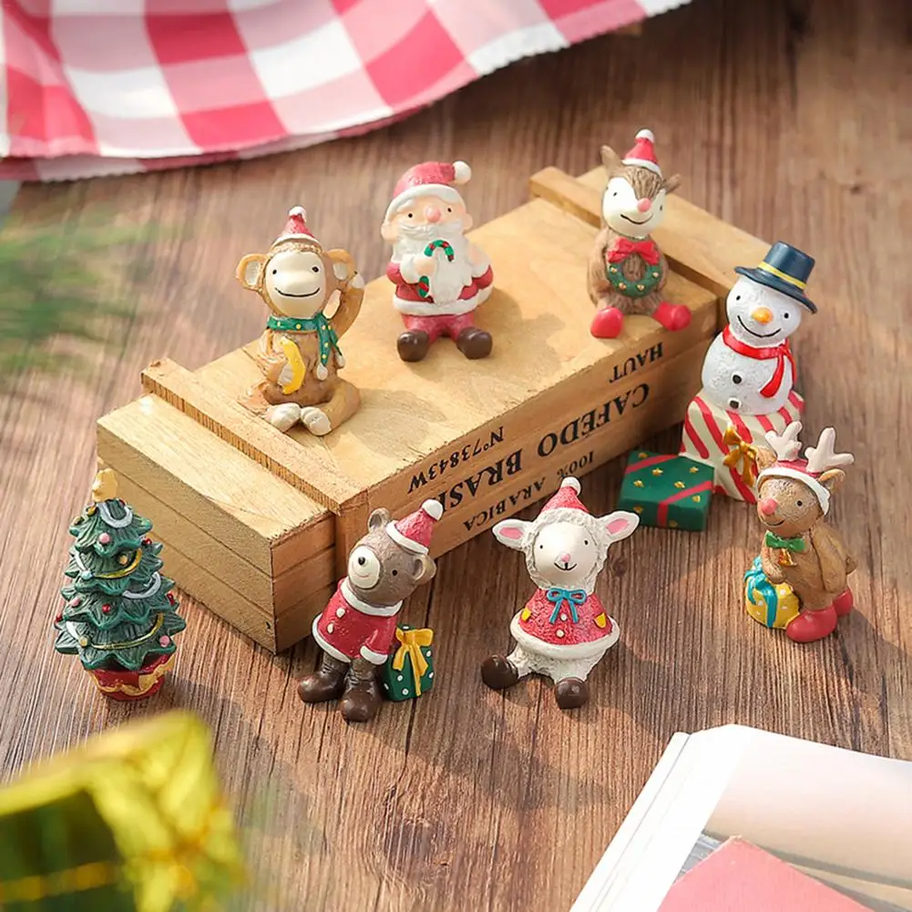 Minifiguras en miniatura de resina para decoraci&oacute;n del hogar, regalos de Navidad, estatua de Pap&aacute; Noel hecha a mano, adorno artesanal para jard&iacute;n-3