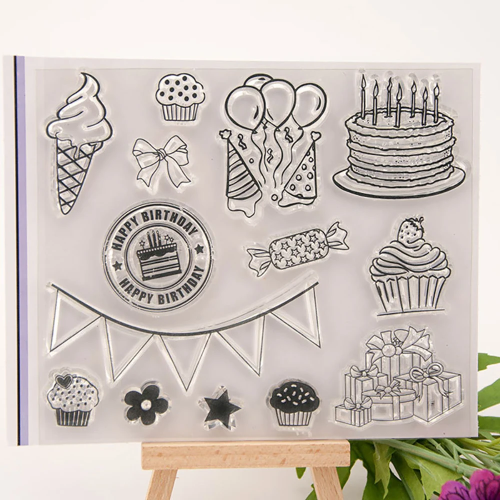 

DIY Happy Birthday Transparent Silicone Stamp Clear Rubber Stamp Card Paper Craft Silicone Transparent Stamps