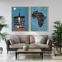contemporary african wall art set afro abstract poster diptych beautiful africa ethno motive abstraction afro figures