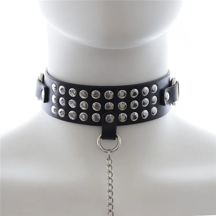 

Slave Role Play Harajuku Bondage Slave Neck Ring Belt Body Harness PU Leather Punk Style for Couples Neck Collars Ring