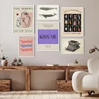 Страна Чудес Художественная печать абстрактная Настенная картина Line Face постер на холсте Поцелуй меня Современная Цитата домашний декор для гостиной