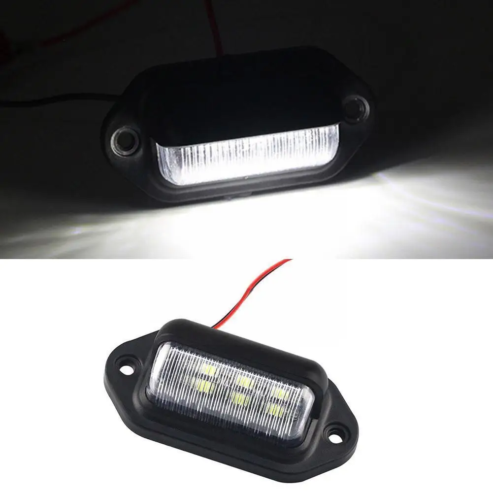 

2X 6 LED License Number Plate Lights Taillight Cargo Trunk Courtesy Tag Step Lamp Bulbs White Car Truck SUV RV Trailer Van Boat