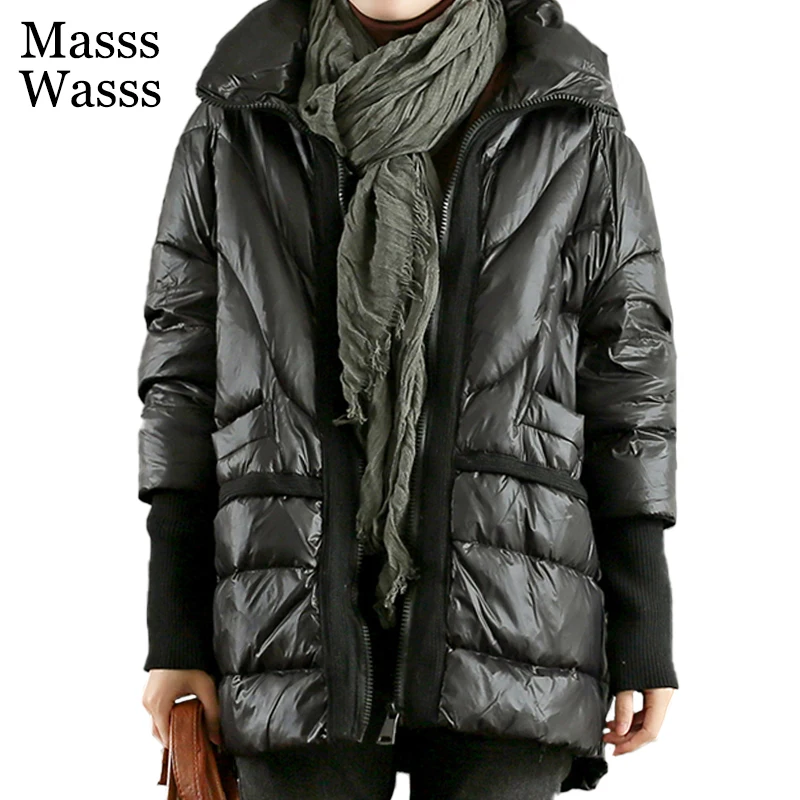 

Masss Wasss Women Loose Vintage Solid Jackets 2021 Winter British Style Casual Street Padded Parkas Warm Elegant Zipper Clothes