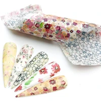 zko 5pcspack floral nail foils nail art transfer stickers 3d flowers leaf designs decorations adhesive wraps tattoo manicure