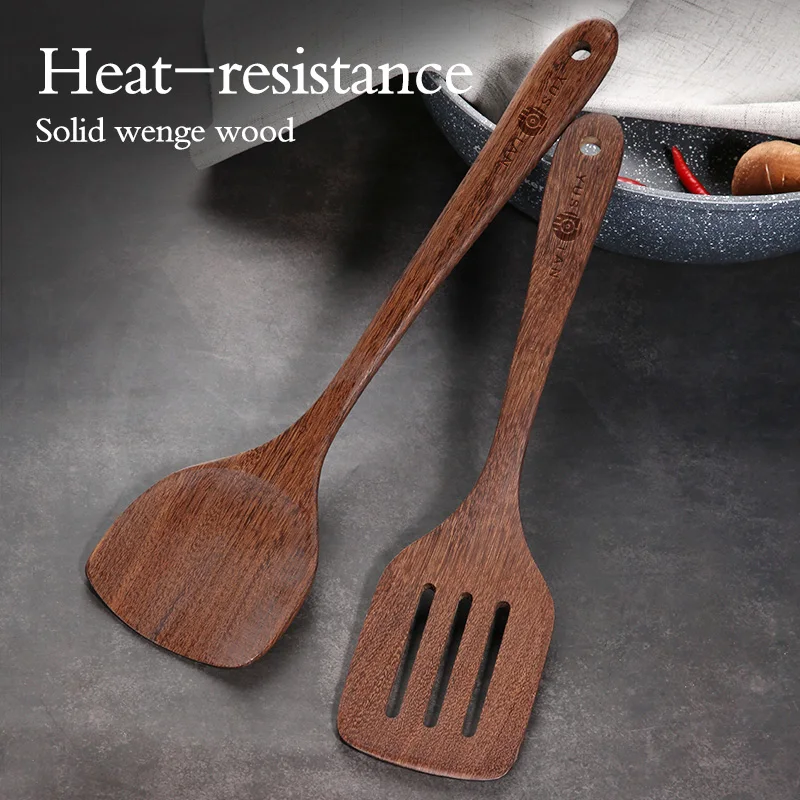 

YUSOTAN wooden leak shovel with long handle heat-safe thin shovel head no hurt for the pan wood kitchen tools wooden pan shovel
