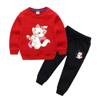 2 to 10 cartoon animal cat design childrens funny sweatshirts pants sets girls cute tops kids casual clothes for baby