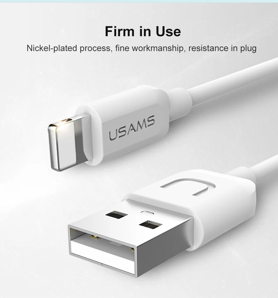 USB кабель для передачи данных для iphone, USAMS 2A быстрое зарядное устройство, зарядный кабель для iphone 5S X 8 7 6s 5 se для iPad с ios 12 11 10 9 8