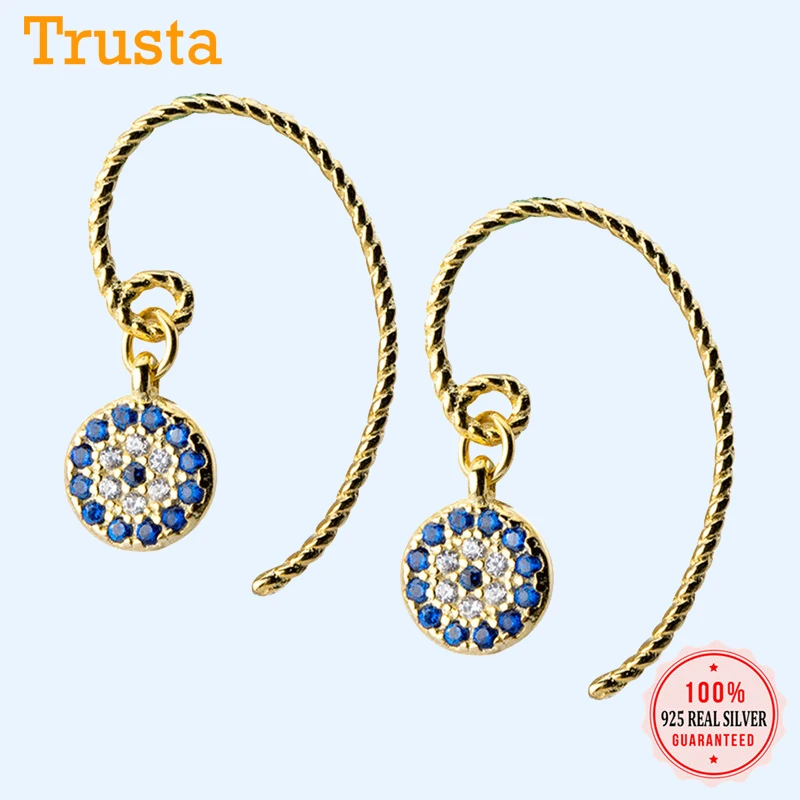 Trusta, 925, цельное Настоящее серебро, Модные женские ювелирные изделия, Круглый глаз, CZ браслет, 16 см, для девочки-подростка, леди, подарок, DS966