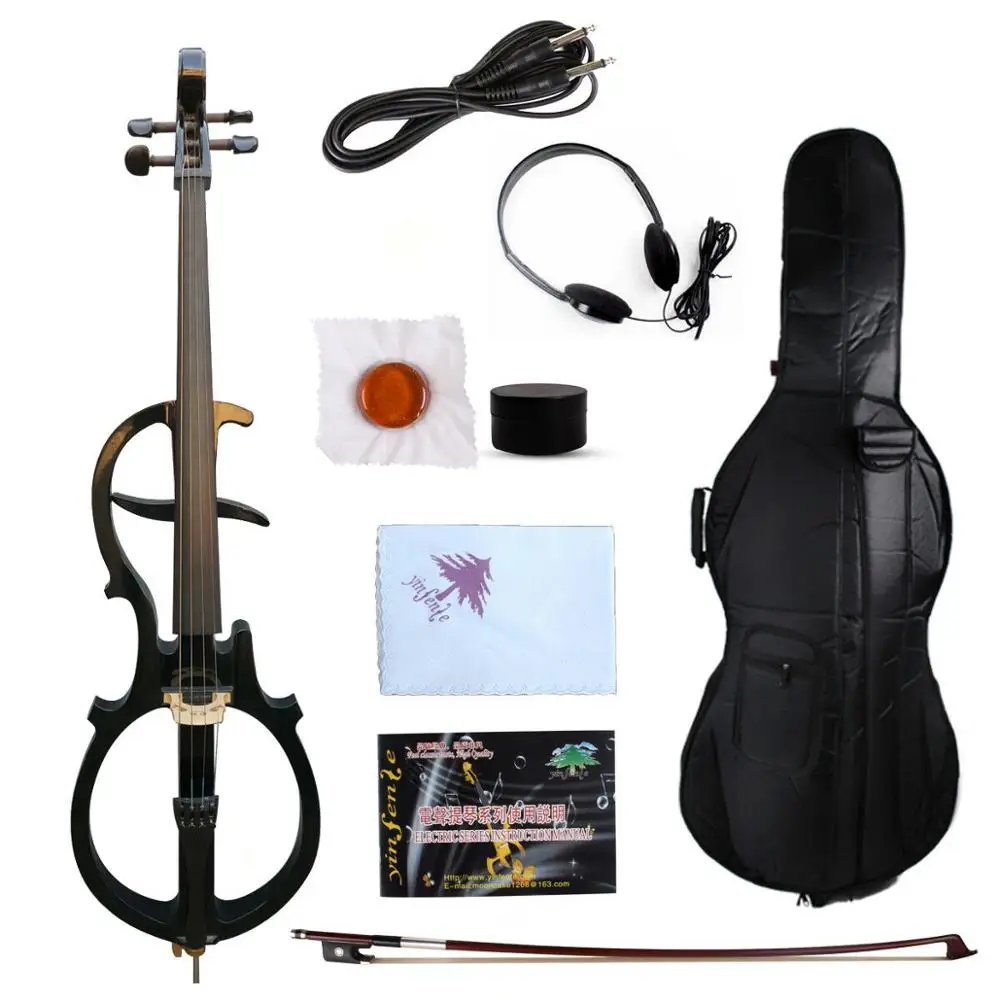 

4 string Yinfente 4/4 Electric Silent Cello Ebony parts Sweet Tone Free Bag+bow#EC5