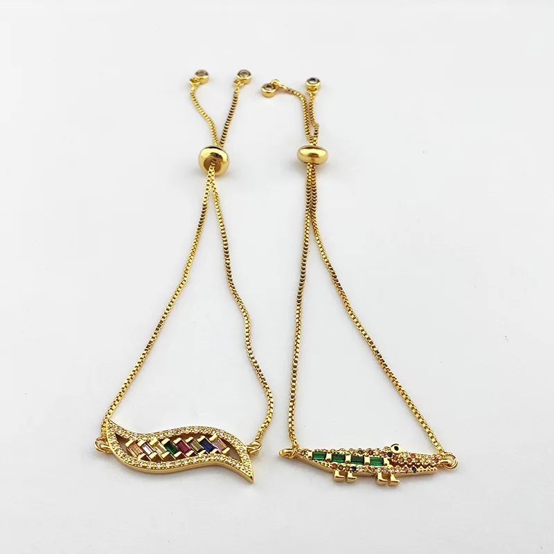 

10 Pcs New arrival Romantic Micro Pave CZ Crystal bee/ key Charm Bracelet For Women Fashion Jewelry Gift BG329