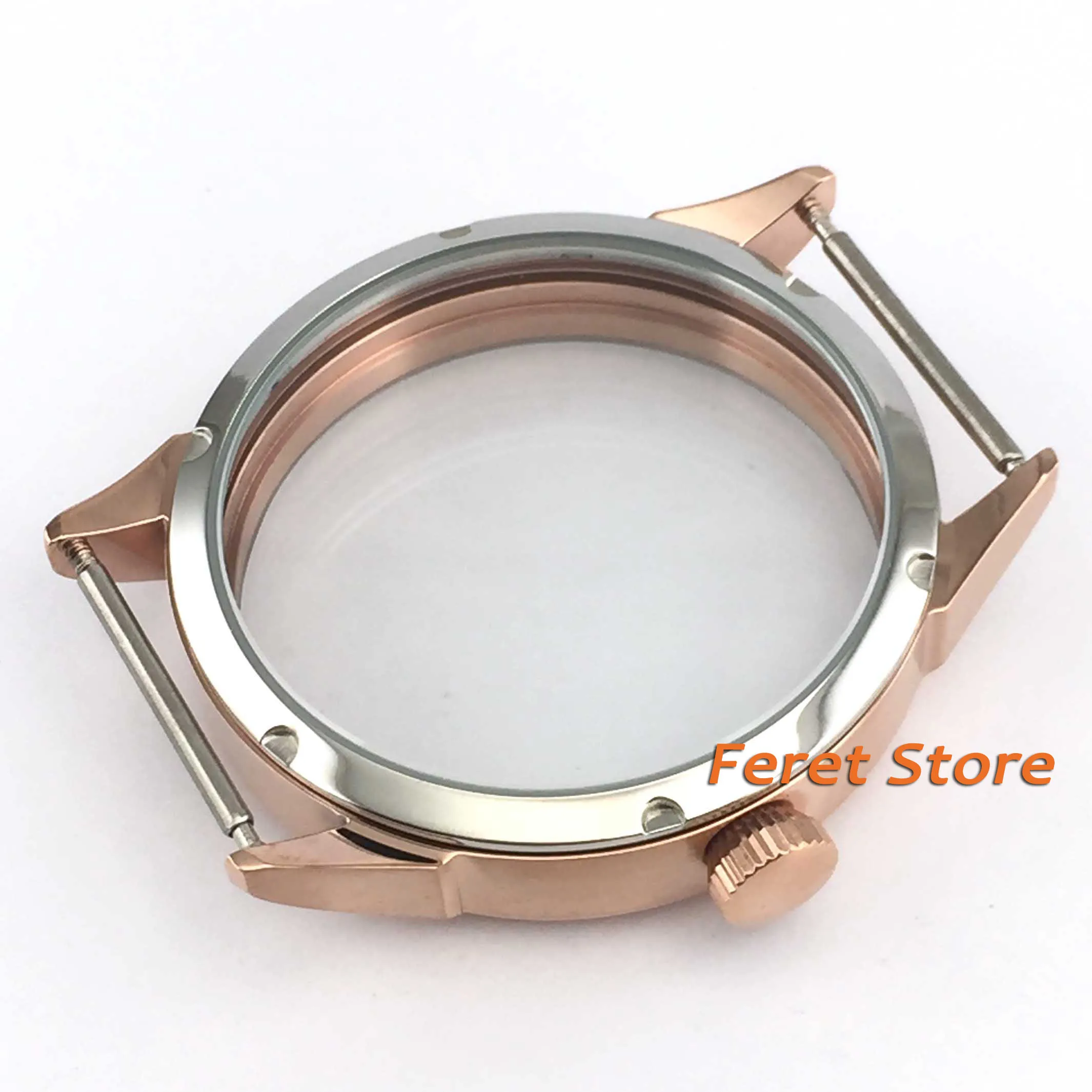 42 мм розовое золото нержавеющей стальной корпус часов подходят Parnis мужские часы