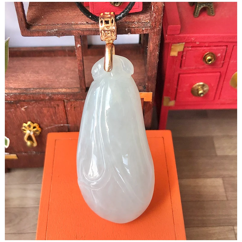 

Myanmar natural jadeite A goods Gem Pendant S925 Silver Jade Pendant Fugua Pendant for Women Nor(Sticky Rice) GR200722624
