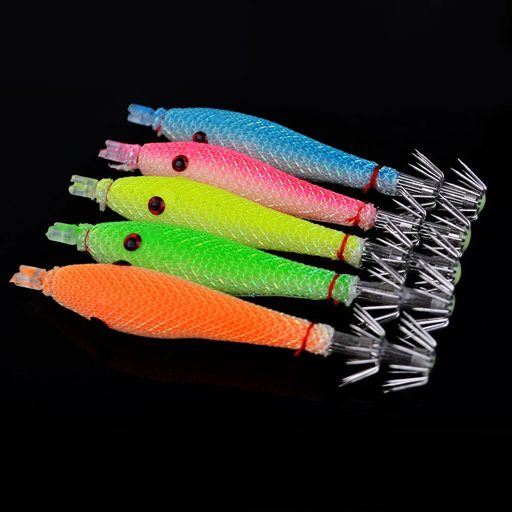 

8g/9cm Hard Bait Luminous Squid Jig Sea Fishing Lure 8g Octopus Shrimp Cuttlefish Squid Hook Rig