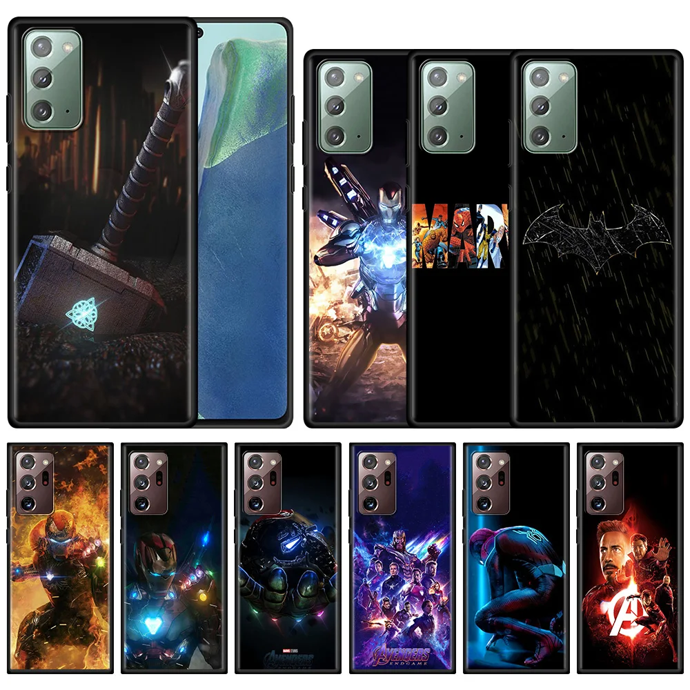 

SmartPhone Case For Samsung Galaxy Note 20 Ultra 10 5G Plus Lite 9 8 Silicone Fundas Black Cover Marvel Iron Man3