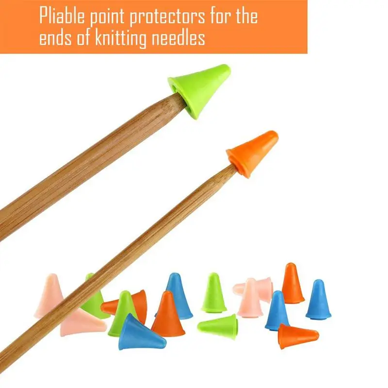 62 шт. набор спиц для вязания с 18 размерами Бамбуковые Спицы и спицы защитные точки