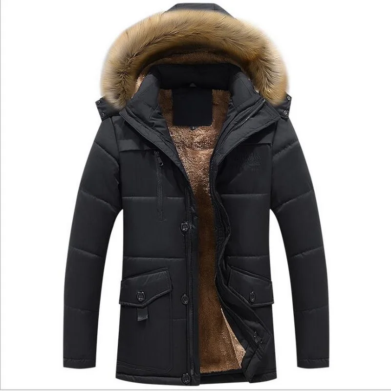 Male Outwear Coat Hooded Solid Coat Men Thick Warm Mens Windproof Parka L-8XL Men’s Jacket Thicken Winter Velvet Coat