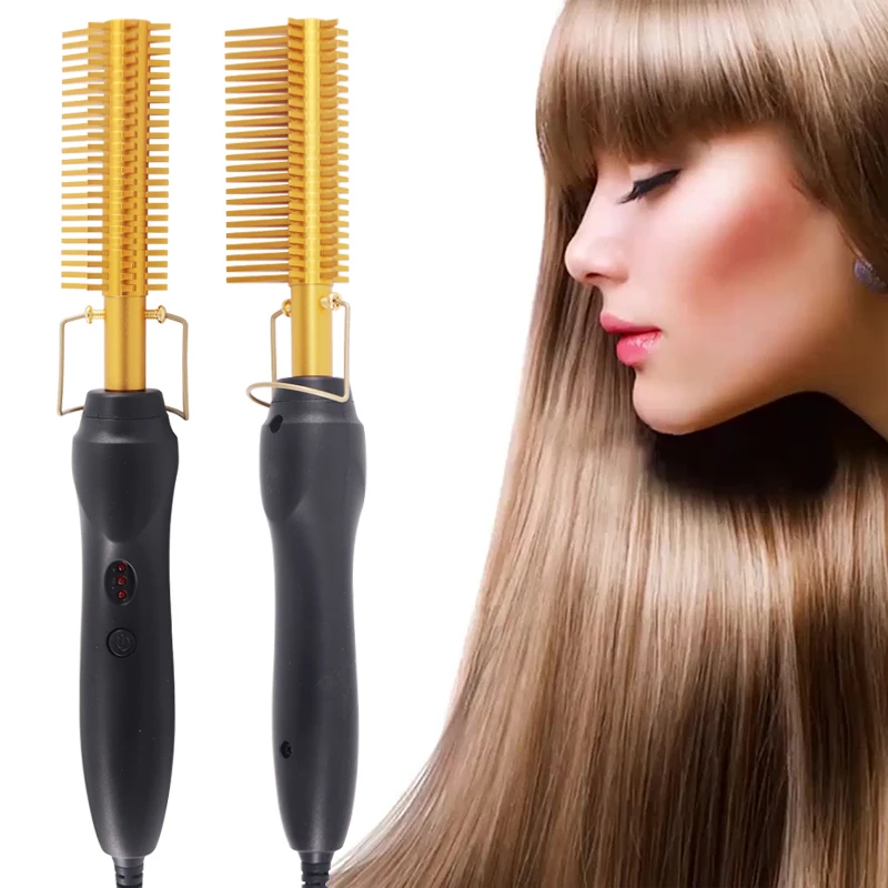 

Hair Straightener Flat Irons Straightening Brush Hot Heating Comb Hair Straight Styler Corrugation Curling Iron Hair Curler Comb