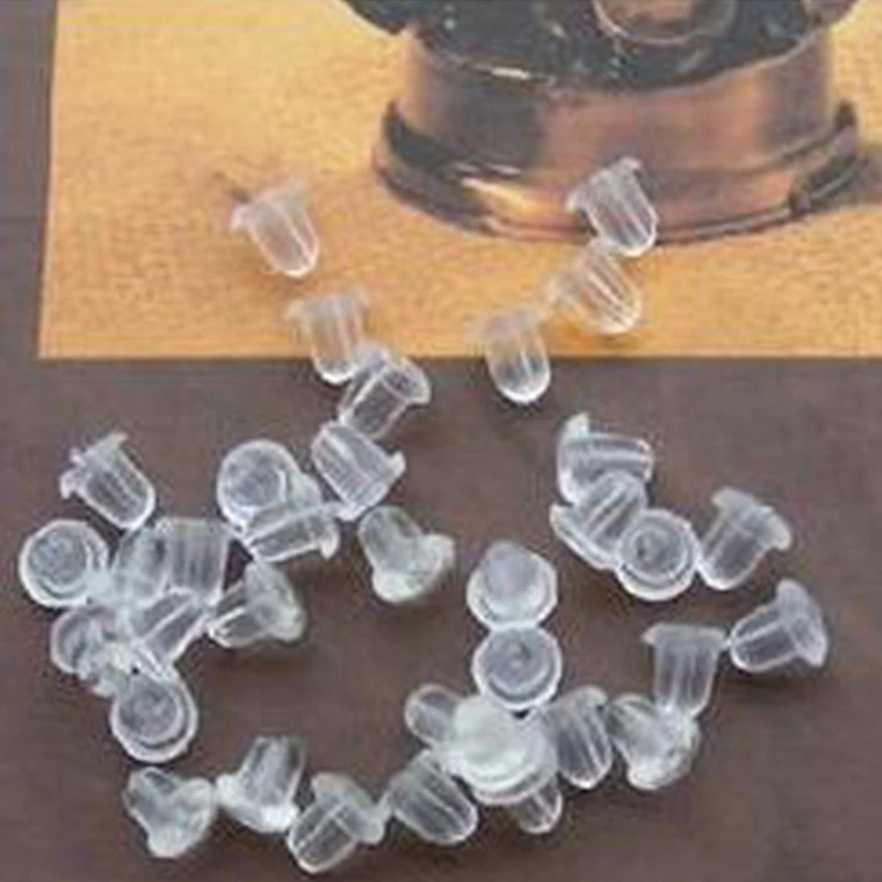 

K1KB 100Pcs Plastic Earring Backs Soft Safety Back Pads Plugs Bullet Clutch Stopper