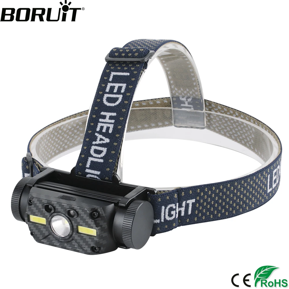 BORUiT B34 XM L2 + 2 * COB светодиодный налобный фонарь с датчиком 21700 18650 фара USB