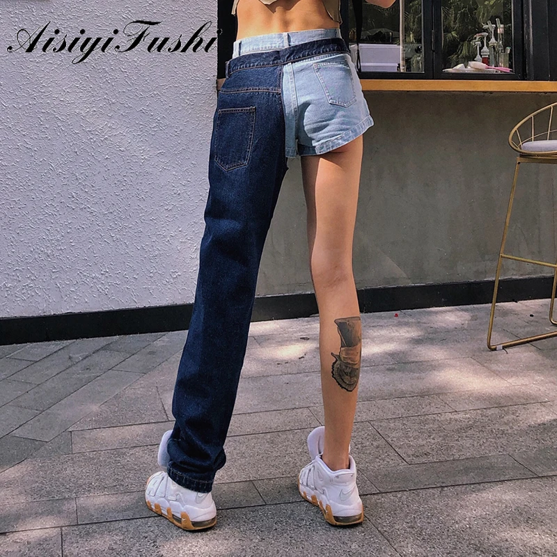 Для женщин джинсы в стиле пэчворк брюки для девочек джинсовые штаны s