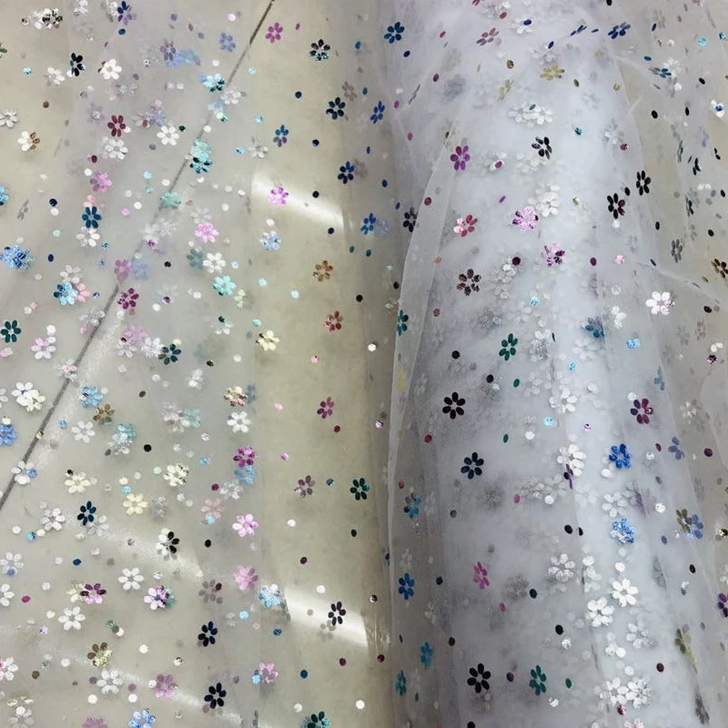 Яркая блестящая прозрачная нейлоновая сетчатая Тюль с цветами сливы марлевая
