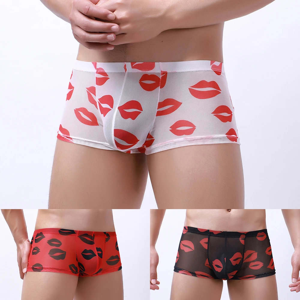 

Men Mesh Boxer Briefs Translucent Thin Quick-Drying Low-Rise Sexy Boxer Briefs Breathable Comfortable Male Seamless Pouch Brief