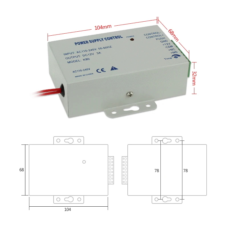 DC12V3A 110 240 В переменного тока 50 60 Гц Вход источник питания с контролем доступа мини