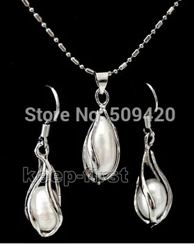 Бесплатная доставка&gt 7 8 мм белый пресноводный жемчуг ювелирный набор ожерелье и