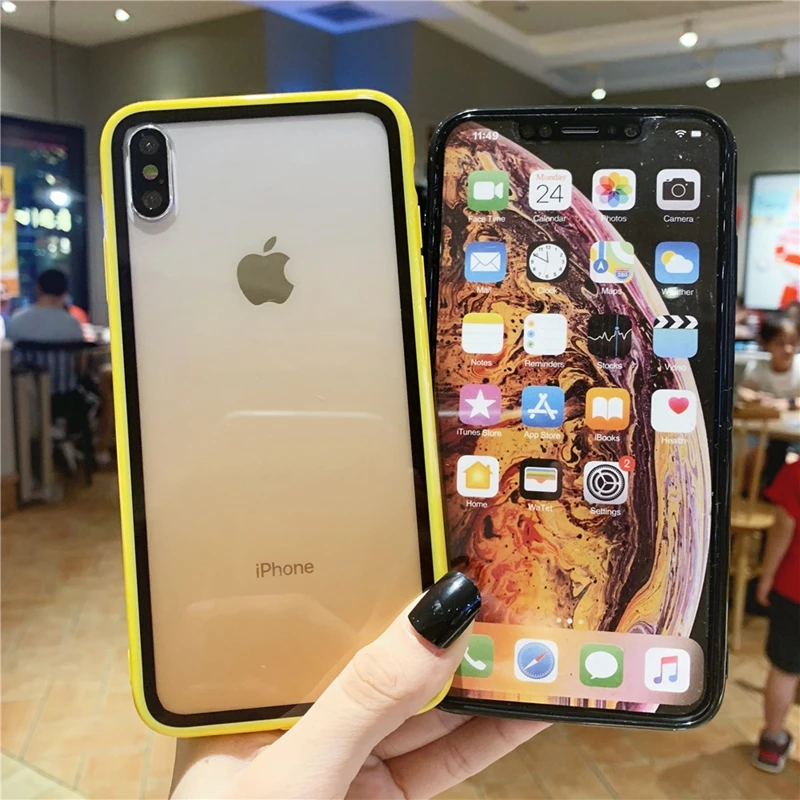 Цветной силиконовый прозрачный чехол для iPhone 11 Pro Max X XS XR телефона мягкий из ТПУ 7 8