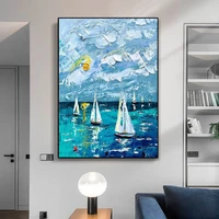 handmade oil painting canvas abstract oil painting modern canvas wall art living room decoration frameless sailboat painting