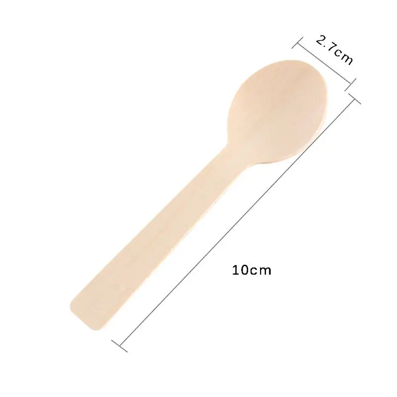

100Pcs Mini Nature Wooden Home Cake Ice Cream Western Desserts Spoons Tool Scooper Biodegradable Homehold Accessories Supplies