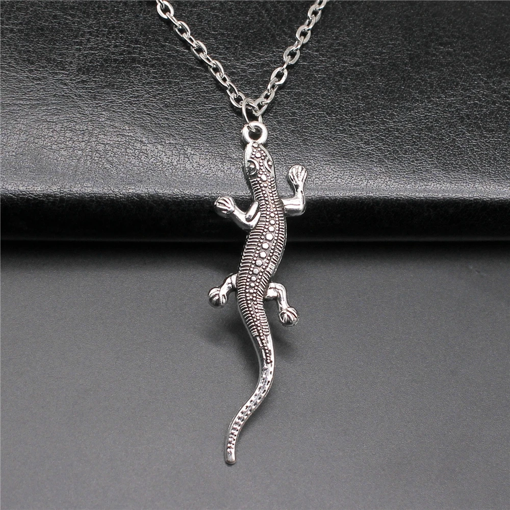 Ожерелье с подвеской в виде геккона, 56x15 мм, 2 цвета