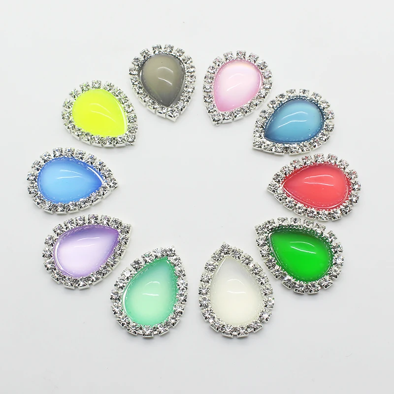 10 шт./лот 20x25mm красивые блестящие разноцветные капли воды из металла с отделкой