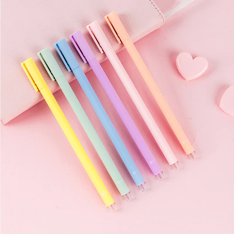

6 Pcs/Set Kawaii Gel Pen 0.5mm Simple Pen Cute Neutral Pen For Kids Gifts School Office Writing Supplies Korean Stationery