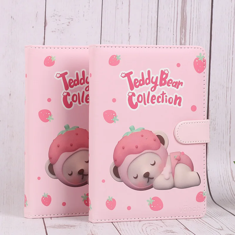 

Cute Pink Teddy Collection Leather Noodles Female Birthday Notebook Leather Creativity Cartoon Student Stationery Notebook
