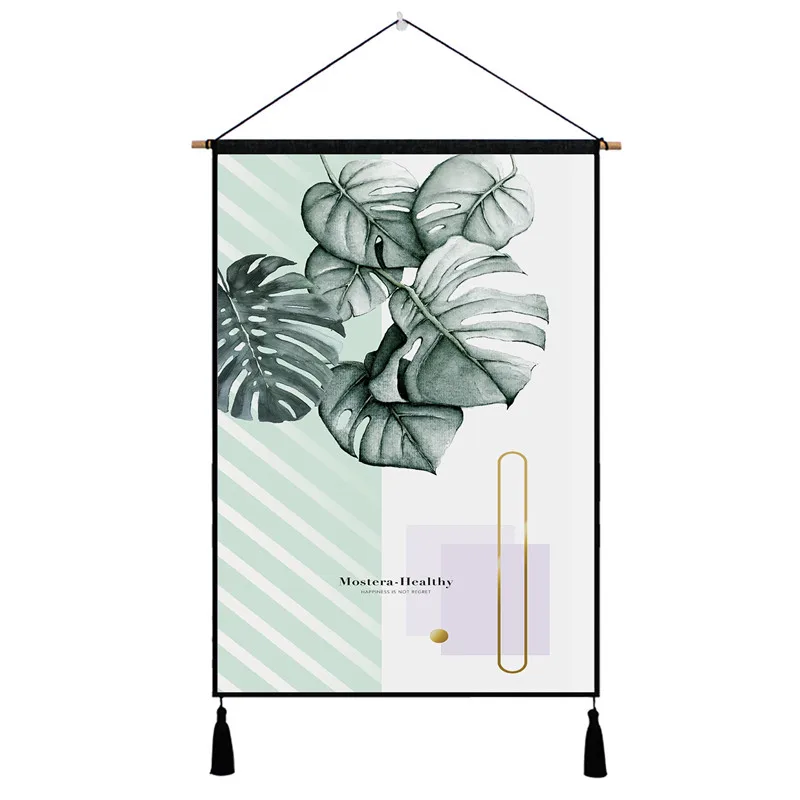 Зеленые растения скандинавский гобелен подвесная Настенная картина хлопковая