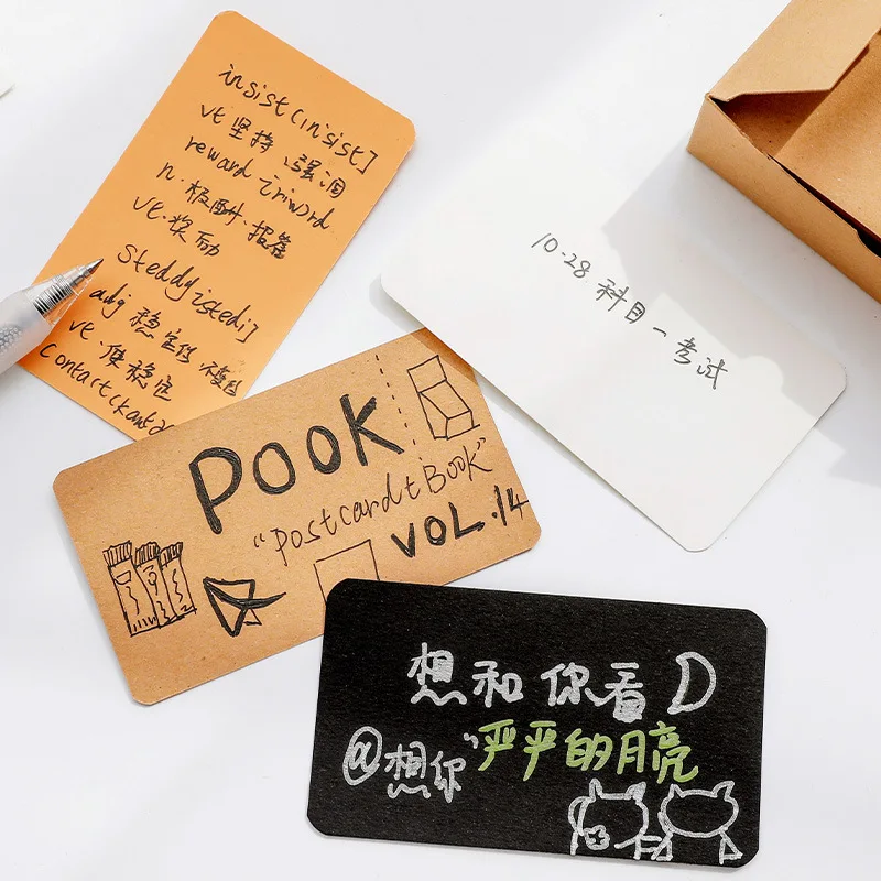 

EZONE White/Brown Kraft Paper Memo Pad Writing Card Message Paper Thicken 80 Steets Vocabulary Book School Office Memo Pad