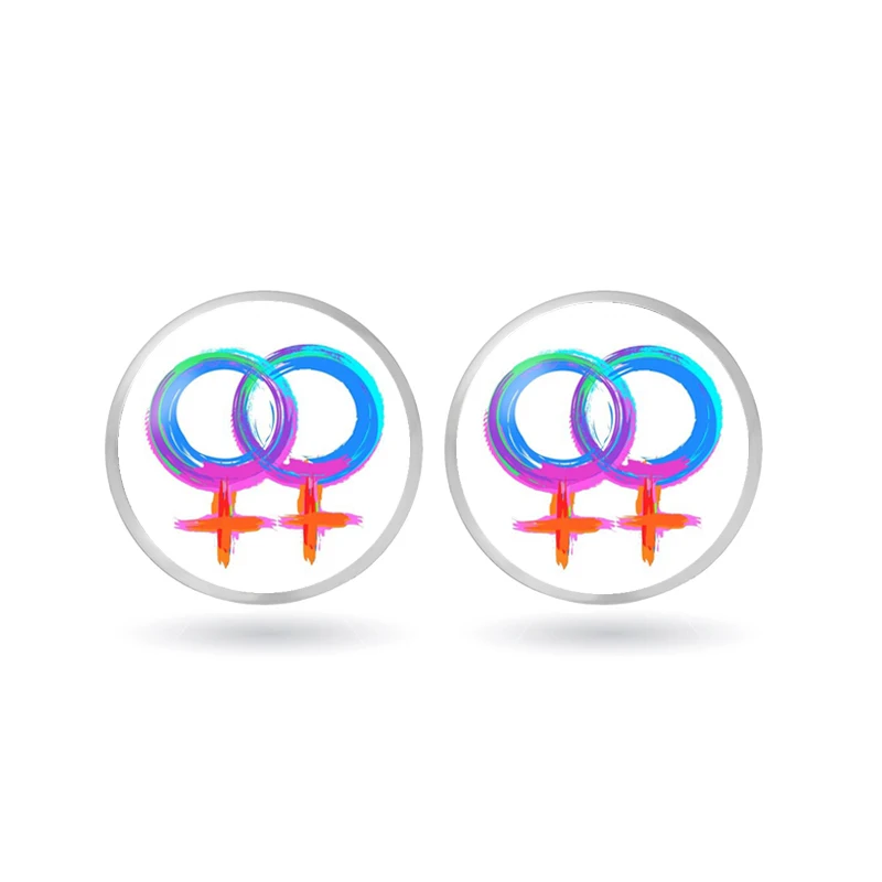 10 пара/лот новые радужные круглые серьги-гвоздики с сердечками милые ЛГБТ серьги