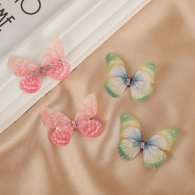 

2020 New chiffon butterfly hair clip handmade heirloom female hair accessories silk scrunchie pack gumki do wlosow dla dzieci