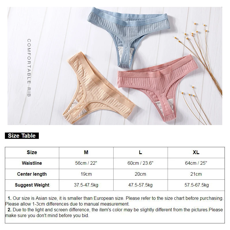 3 шт. женские хлопковые трусы стринги с низкой посадкой|Женские трусики| |