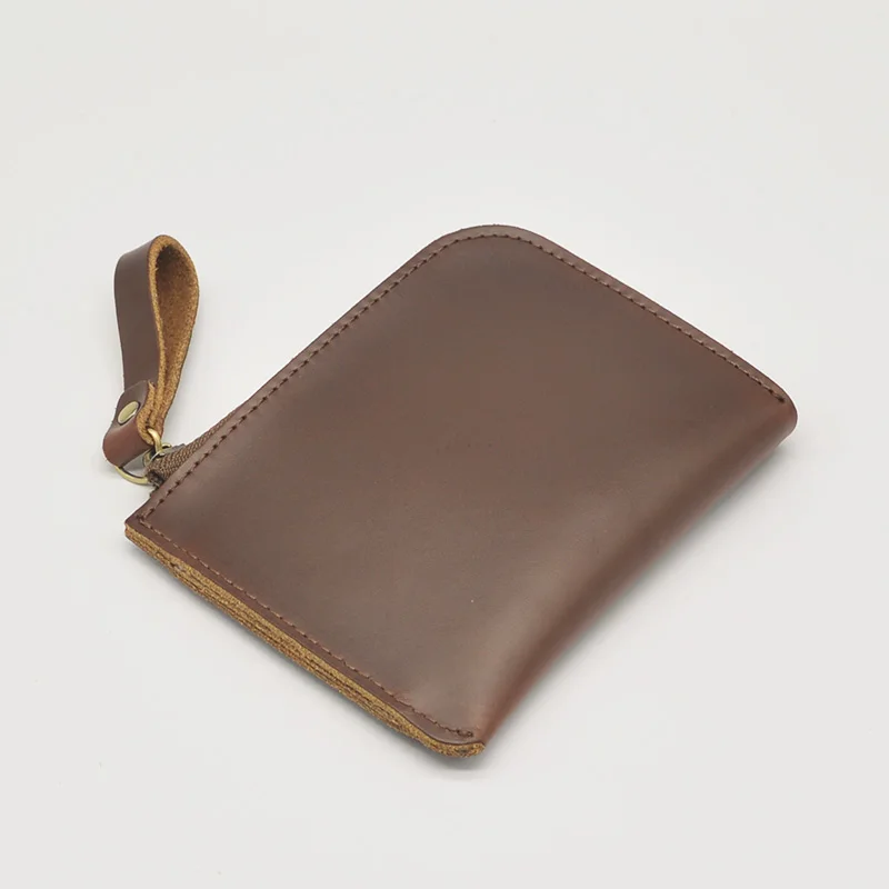 Винтажные кожаные кошельки ручной работы мужской короткий кошелек на молнии