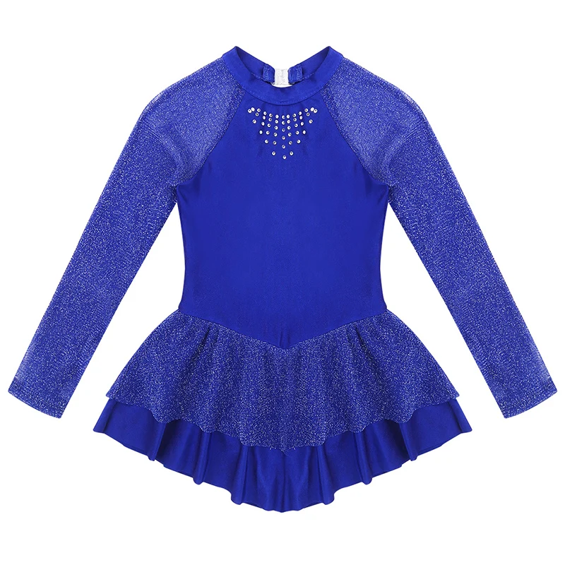 ChicTry Дети Подростки блестящие стразы с длинными рукавами гимнастика трико для